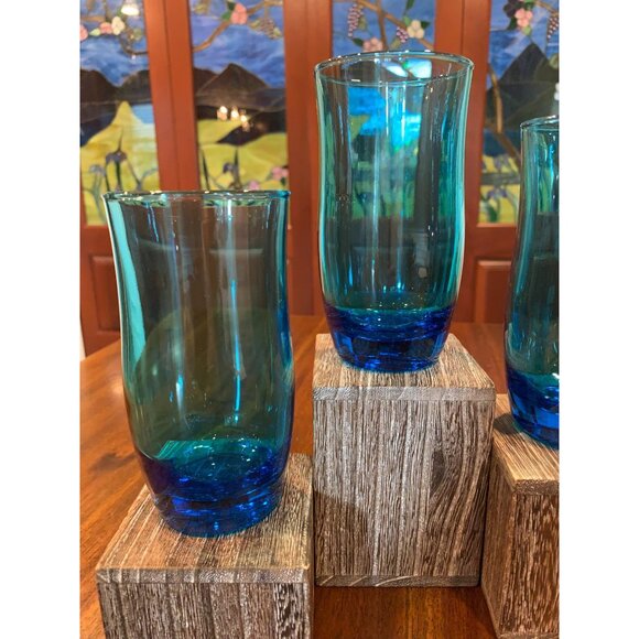 Anchor Hocking Caribbean Blue MCM Water Tumblers - Picture 5 of 9